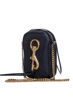 Rebecca Minkoff - Black Pebbled Leather Crossbody Bag w/ Large Hook Front Detail