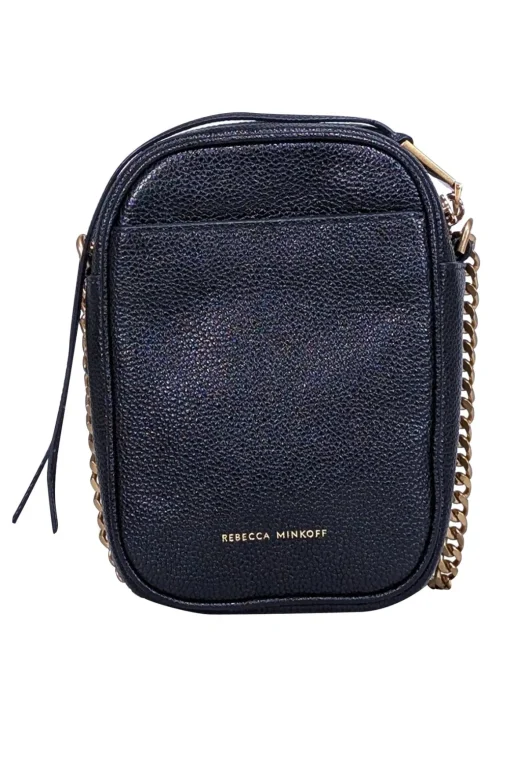 Rebecca Minkoff - Black Pebbled Leather Crossbody Bag w/ Large Hook Front Detail
