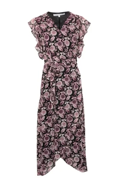 Rebecca Minkoff - Black, Pink, & Purple Floral Wrap Dress Sz S