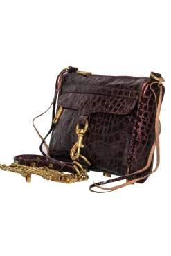 Rebecca Minkoff - Brown Leather Crocodile Embossed Gold Chain "Mac" Crossbody