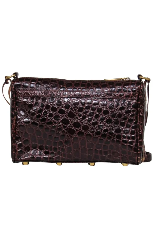 Rebecca Minkoff - Brown Leather Crocodile Embossed Gold Chain "Mac" Crossbody