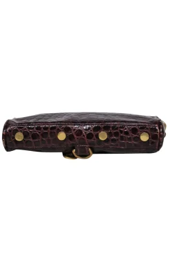 Rebecca Minkoff - Brown Leather Crocodile Embossed Gold Chain 