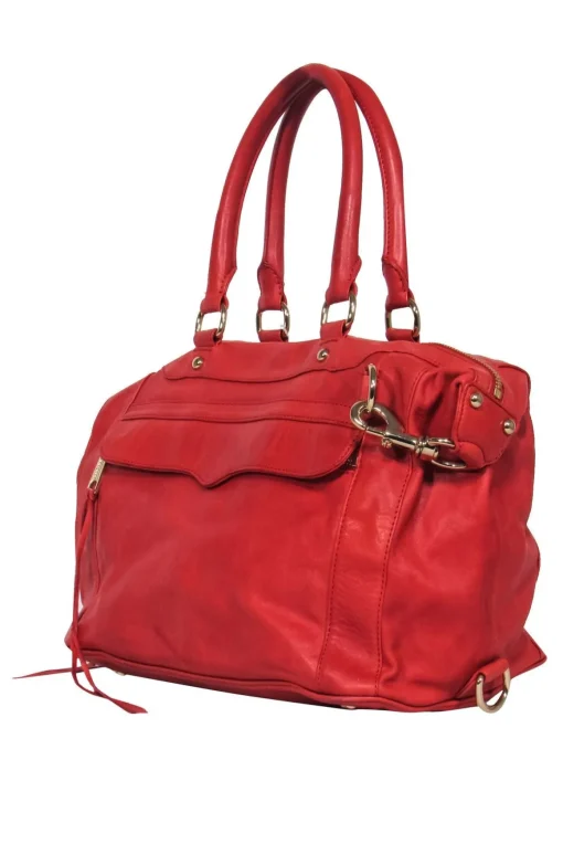 Rebecca Minkoff - Coral Red Slouchy Satchel w/ Fringe Zipper