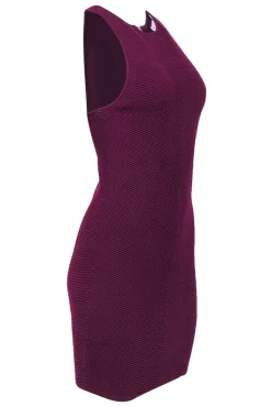 Rebecca Minkoff - Deep Purple Ribbed Knit Bodycon Dress Sz M