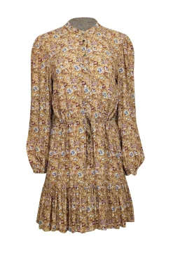 Rebecca Minkoff - Golden Yellow w/ Maroon & Blue Floral Print Mini Dress Sz XS