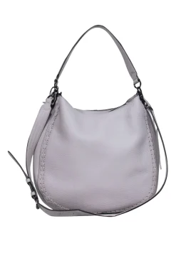 Rebecca Minkoff - Grey Pebbled Leather Hobo Bag w/ Detachable Shoulder Strap