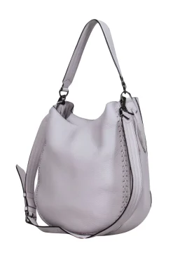 Rebecca Minkoff - Grey Pebbled Leather Hobo Bag w/ Detachable Shoulder Strap