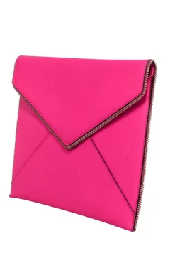 Rebecca Minkoff - Hot Pink Envelope Clutch w/ Zipper Trim