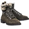 Rebecca Minkoff - Olive Suede Lace-Up Combat Boots w/ Faux Shearling Trim Sz 6.5