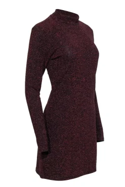 Rebecca Minkoff - Red & Black Sparkly Striped Long Sleeve Dress Sz M