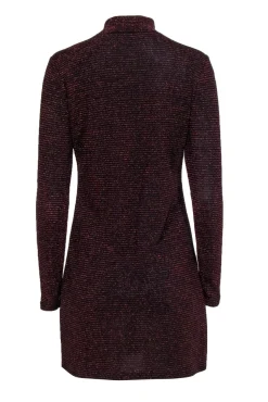 Rebecca Minkoff - Red & Black Sparkly Striped Long Sleeve Dress Sz M