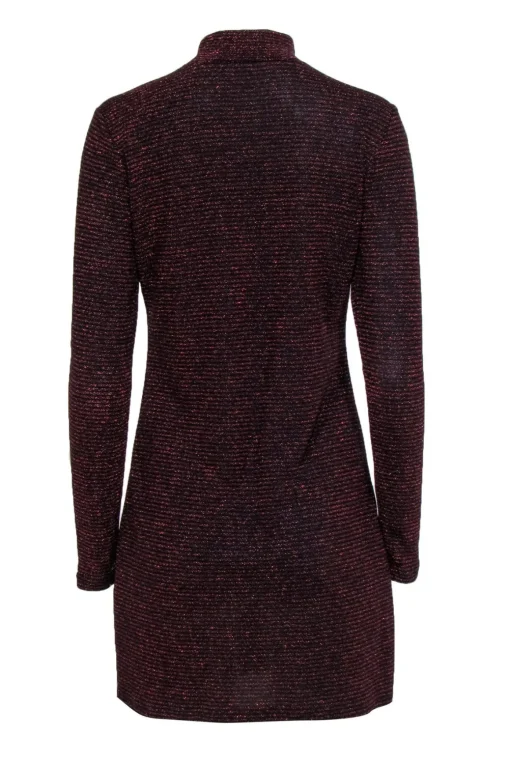 Rebecca Minkoff - Red & Black Sparkly Striped Long Sleeve Dress Sz M