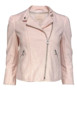 Rebecca Taylor - Baby Pink Moto-Style Tweed Jacket Sz 0