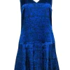 Rebecca Taylor - Black & Blue Printed Satin Drop-Waist Dress Sz 6