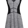 Rebecca Taylor - Black & Grey Paneled Geometric Colorblocked Fit & Flare Dress Sz 6