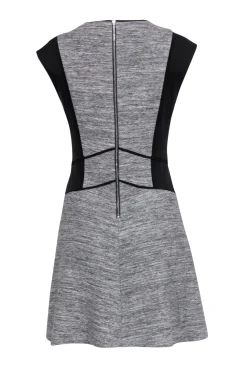 Rebecca Taylor - Black & Grey Paneled Geometric Colorblocked Fit & Flare Dress Sz 6