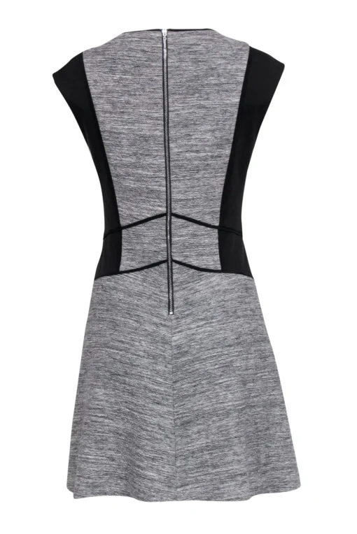 Rebecca Taylor - Black & Grey Paneled Geometric Colorblocked Fit & Flare Dress Sz 6