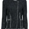 Rebecca Taylor - Black & Ivory Tweed Moto Zip Jacket Sz 8