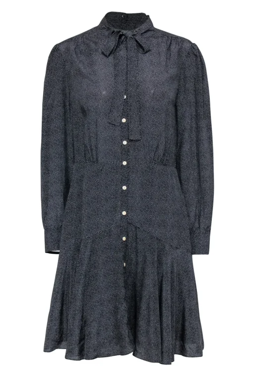 Rebecca Taylor - Black & White Polka Dot Long Sleeve Dress Sz 10