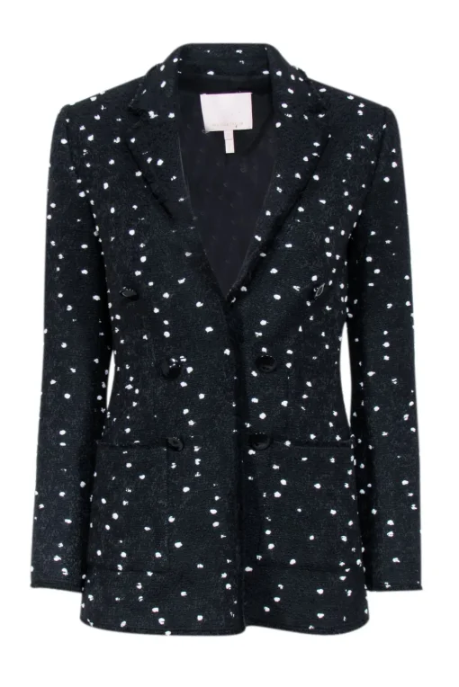 Rebecca Taylor - Black & White Boucle Dot Tweed Blazer Sz 0