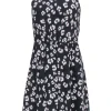 Rebecca Taylor - Black & White Print Fit & Flare Silk Dress Sz 2
