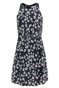 Rebecca Taylor - Black & White Print Fit & Flare Silk Dress Sz 2