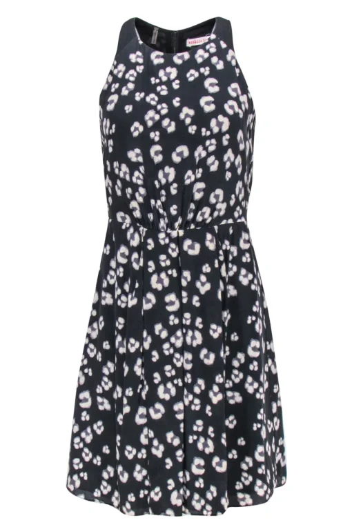 Rebecca Taylor - Black & White Print Fit & Flare Silk Dress Sz 2