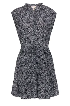 Rebecca Taylor - Black & White Floral Print Silk Fit & Flare Dress Sz 6