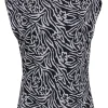 Rebecca Taylor - Black & White Floral Print “Zebra Lily” Sleeveless Blouse Sz XL
