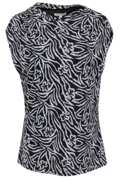 Rebecca Taylor - Black & White Floral Print “Zebra Lily” Sleeveless Blouse Sz XL