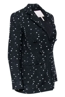 Rebecca Taylor - Black & White Boucle Dot Tweed Blazer Sz 0