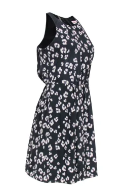 Rebecca Taylor - Black & White Print Fit & Flare Silk Dress Sz 2