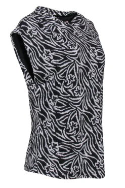 Rebecca Taylor - Black & White Floral Print “Zebra Lily” Sleeveless Blouse Sz XL