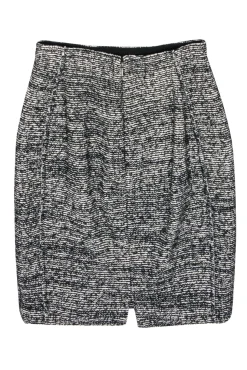 Rebecca Taylor - Black & White Textured Tweed Pencil Skirt Sz 4