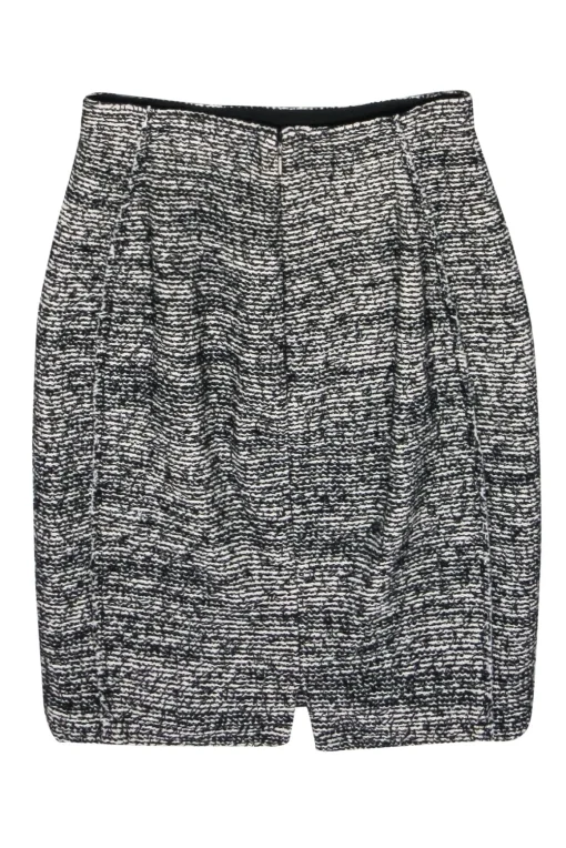 Rebecca Taylor - Black & White Textured Tweed Pencil Skirt Sz 4