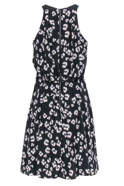 Rebecca Taylor - Black & White Print Fit & Flare Silk Dress Sz 2