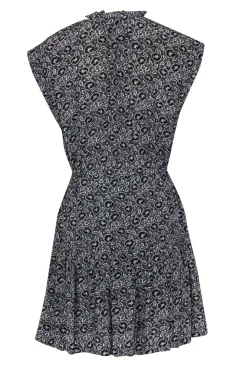 Rebecca Taylor - Black & White Floral Print Silk Fit & Flare Dress Sz 6