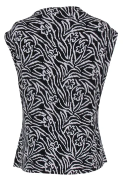 Rebecca Taylor - Black & White Floral Print “Zebra Lily” Sleeveless Blouse Sz XL