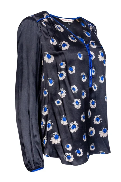 Rebecca Taylor - Black Blouse w/ Floral Print Sz 8