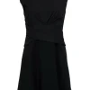 Rebecca Taylor - Black Cap Sleeve Textured & Draped Dress Sz 4