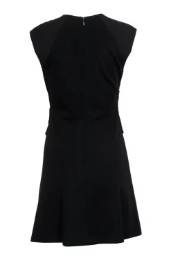 Rebecca Taylor - Black Cap Sleeve Textured & Draped Dress Sz 4