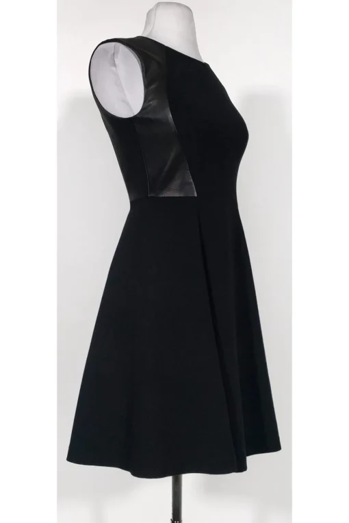 Rebecca Taylor - Black Leather Trim Flared Dress Sz 0