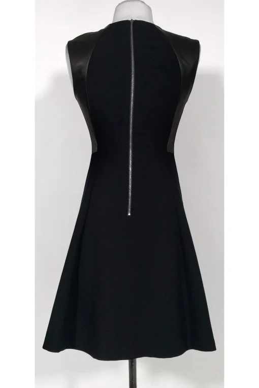Rebecca Taylor - Black Leather Trim Flared Dress Sz 0