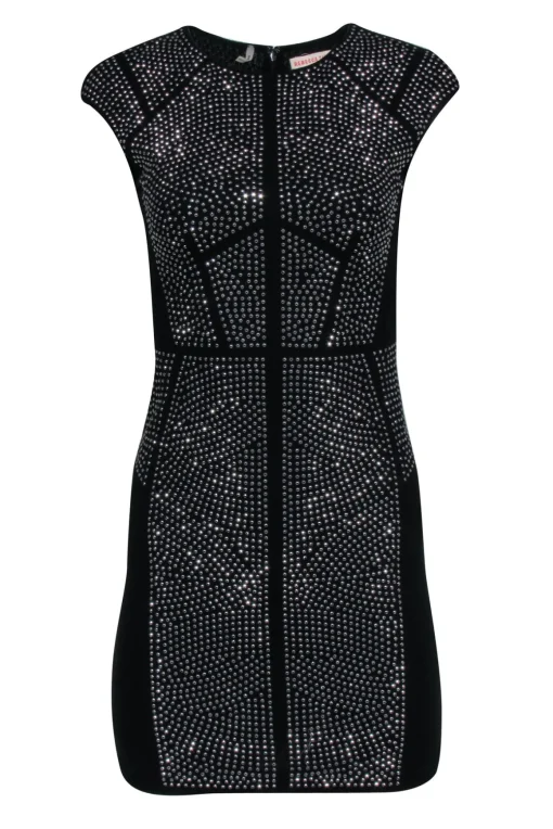 Rebecca Taylor - Black Studded Cap Sleeve Bodycon Dress Sz S