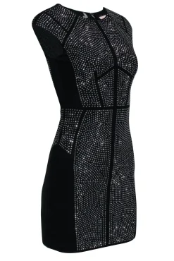 Rebecca Taylor - Black Studded Cap Sleeve Bodycon Dress Sz S