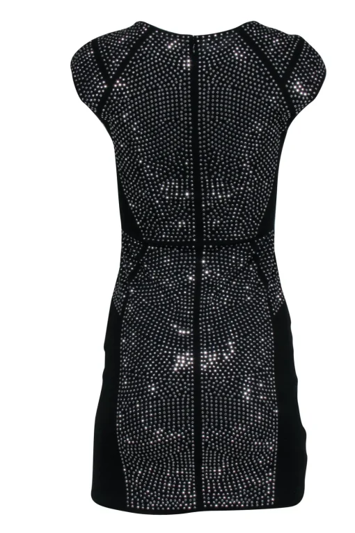 Rebecca Taylor - Black Studded Cap Sleeve Bodycon Dress Sz S