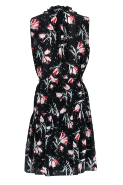 Rebecca Taylor - Black Tulip Sleeveless w/ Notched Neckline Mini Dress Sz 4