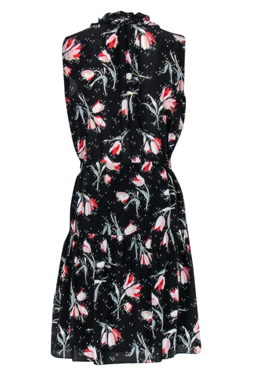 Rebecca Taylor - Black Tulip Sleeveless w/ Notched Neckline Mini Dress Sz 4