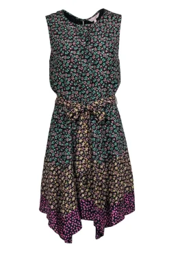 Rebecca Taylor - Black w/ Multicolor Floral Print Sleeveless Dress Sz L