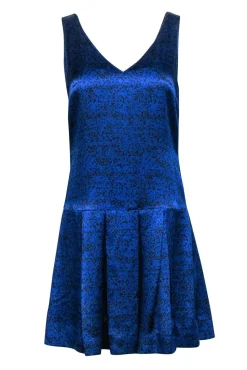Rebecca Taylor - Blue & Black Snake Skin Print Silk Dress Sz 0